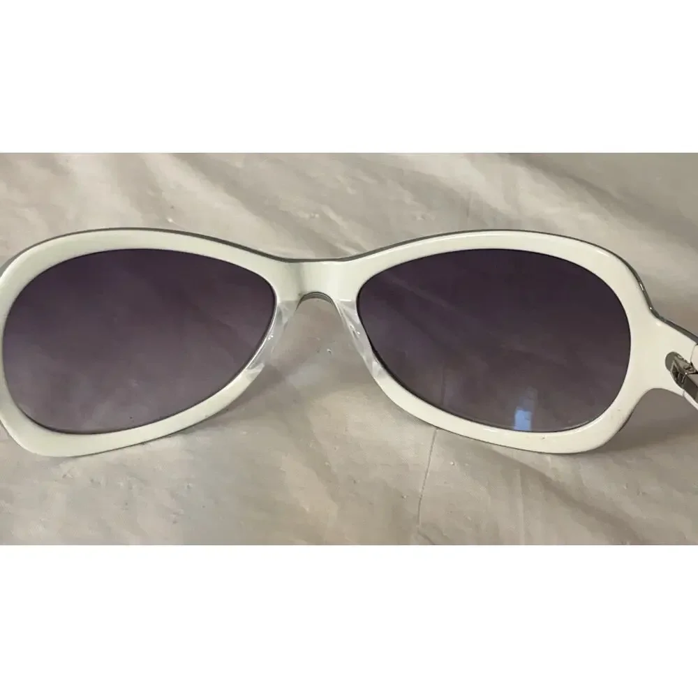 Kenneth Cole New York KCC36 White Oval Sunglasses Gray Lenses Women's 57-20-130